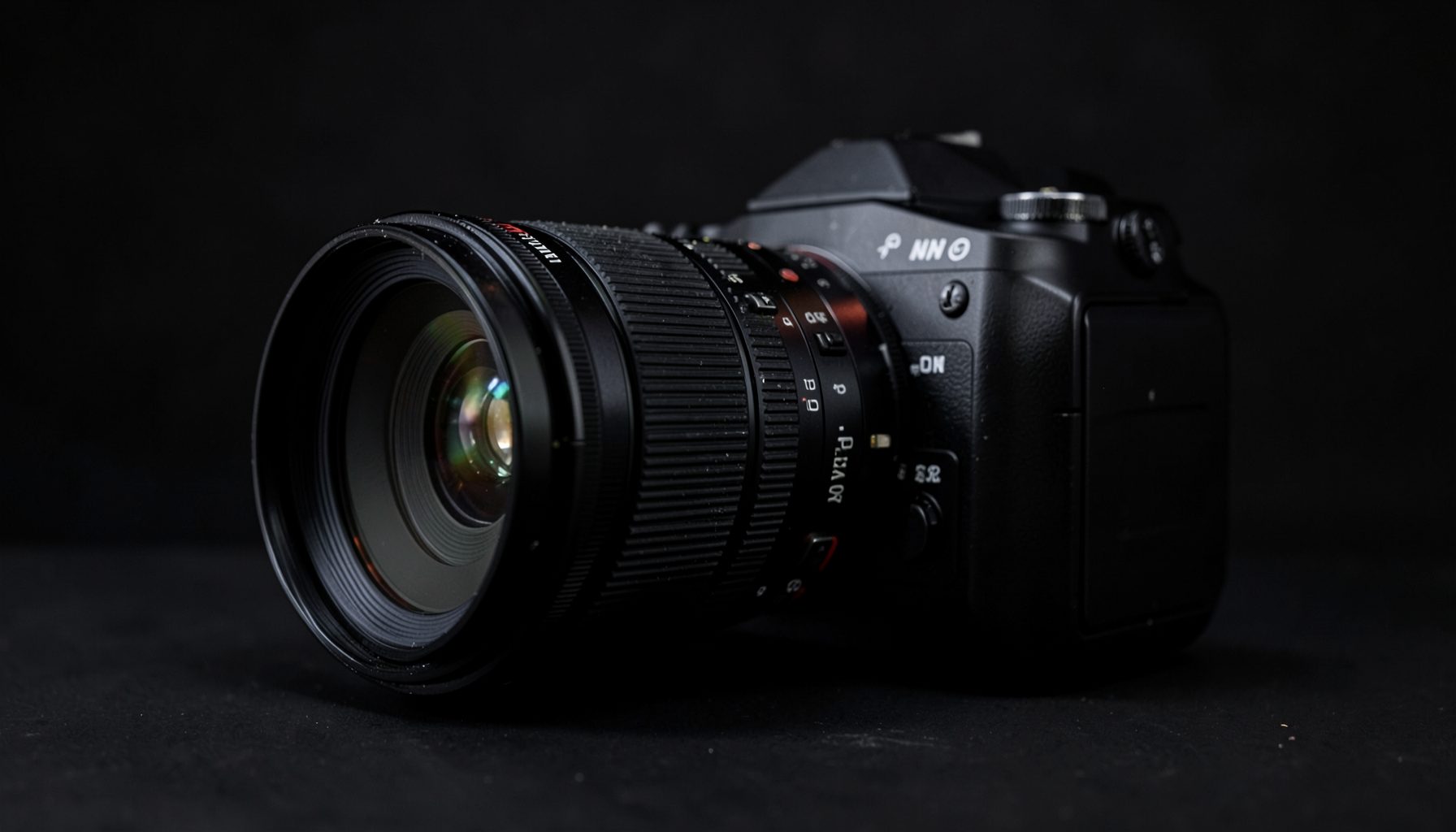 A professional-grade time-lapse camera with a large lens, set against a dark studio background